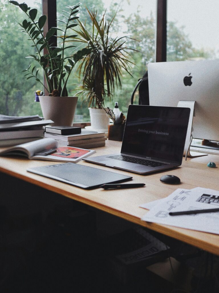 laptop in a office